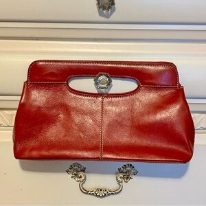 Elegant Vintage Red Leather Clutch